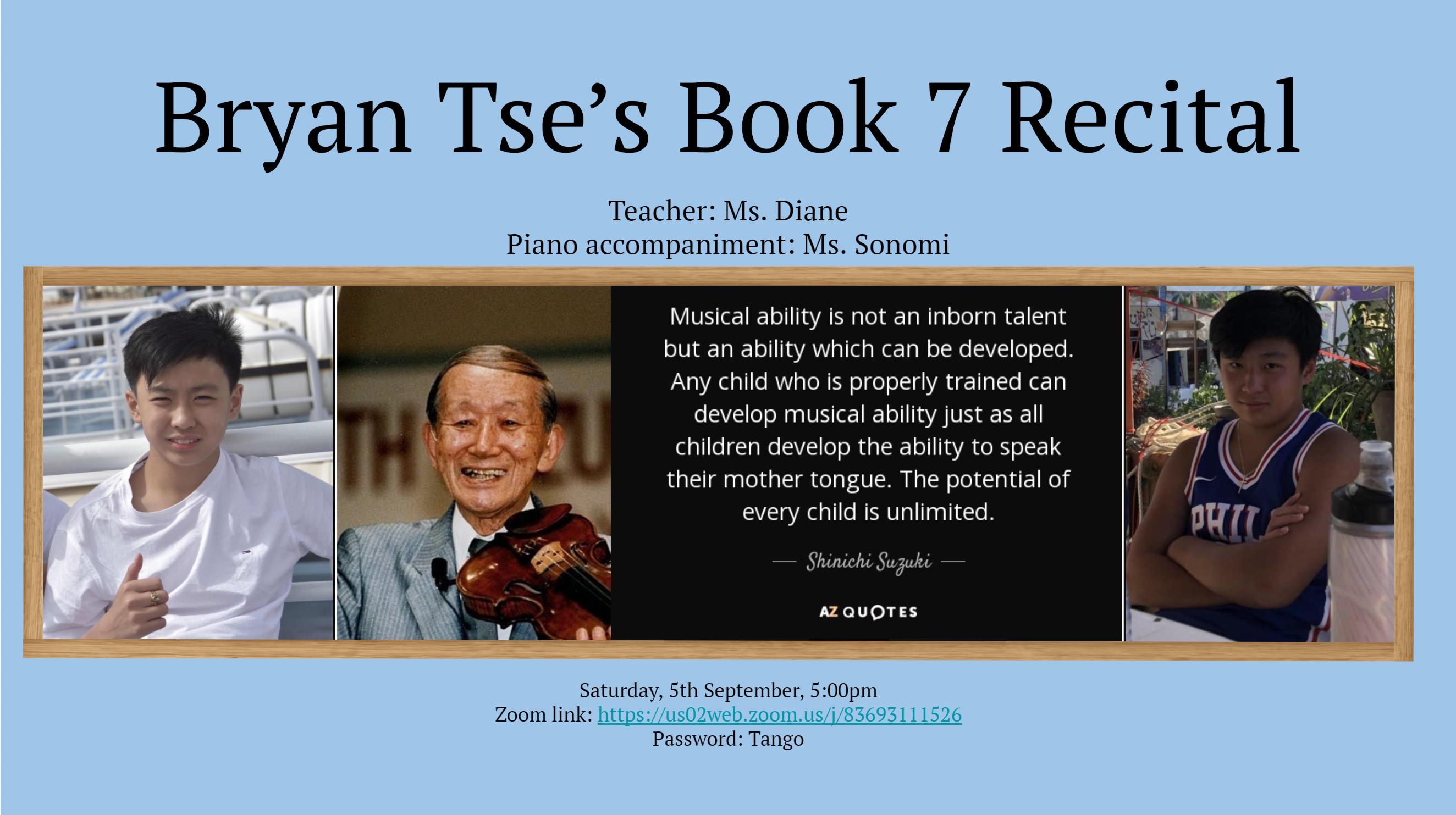 Book 7 Violin Recital: Bryan - Suzuki Music Academy of Hong Kong